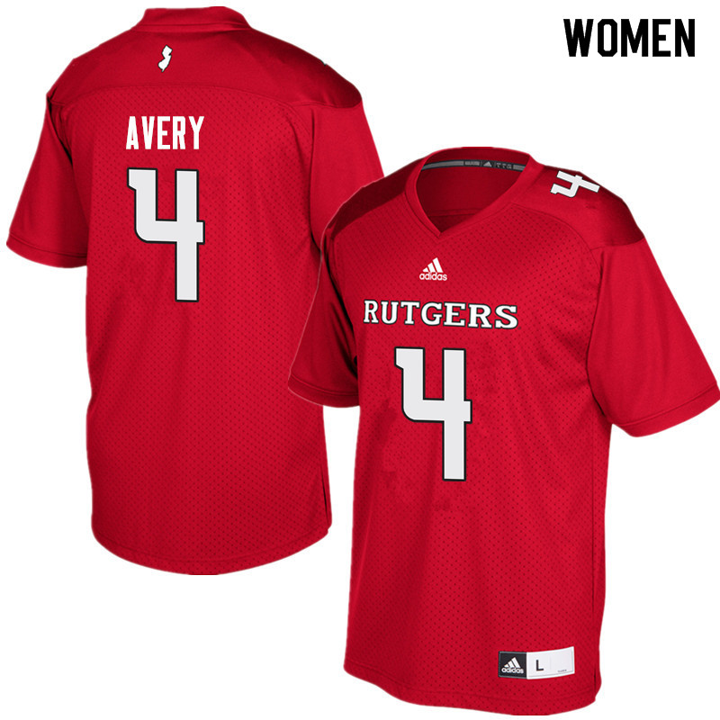 Women #4 Tre Avery Rutgers Scarlet Knights College Football Jerseys Sale-Red - Click Image to Close